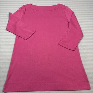 SEG'MENTS Shirt Womens XL Pink 100% Cotton 3/4 Sleeve Boat Neck Top Casual
